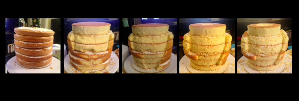 Bucky Badger cake in progress