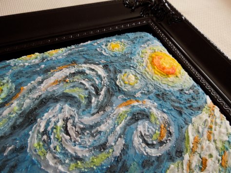 close up of van gogh cake