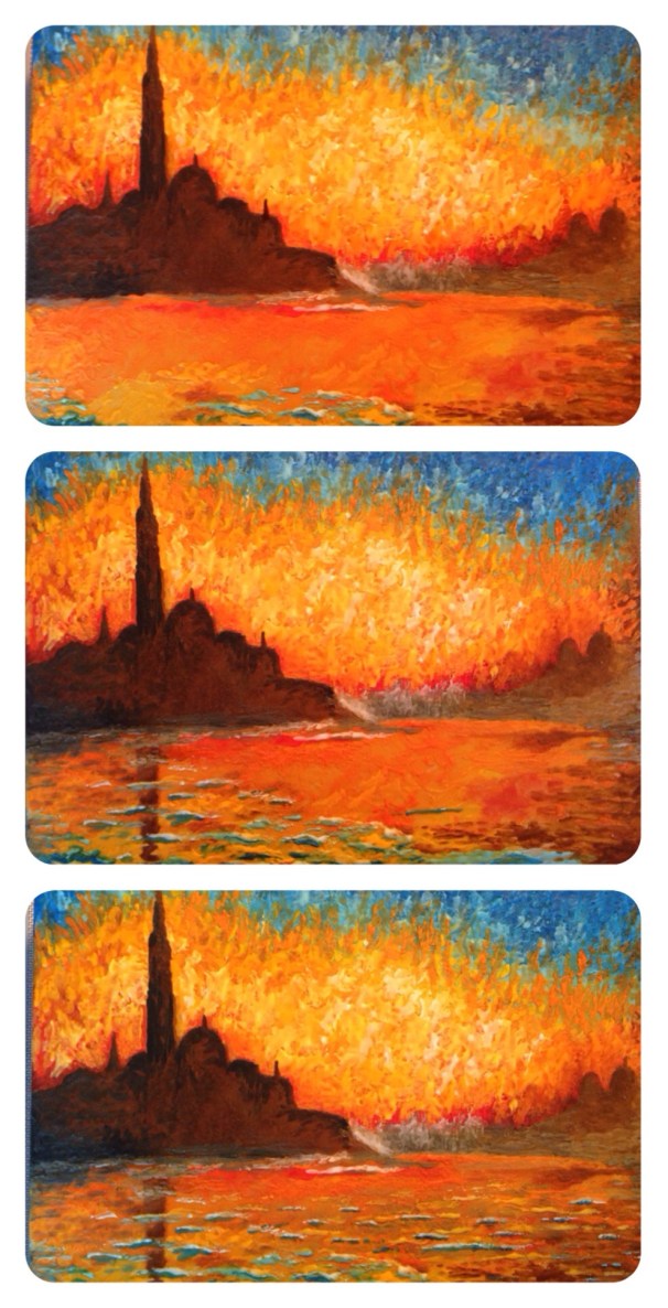 in progress sunset royal icing painting cake 3