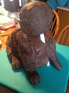 dog cake in progress add head