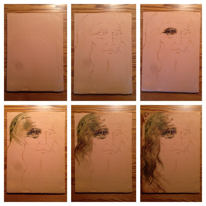 in process painted da vinci cake 1