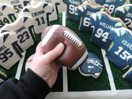 deflated football for super bowl cookie display