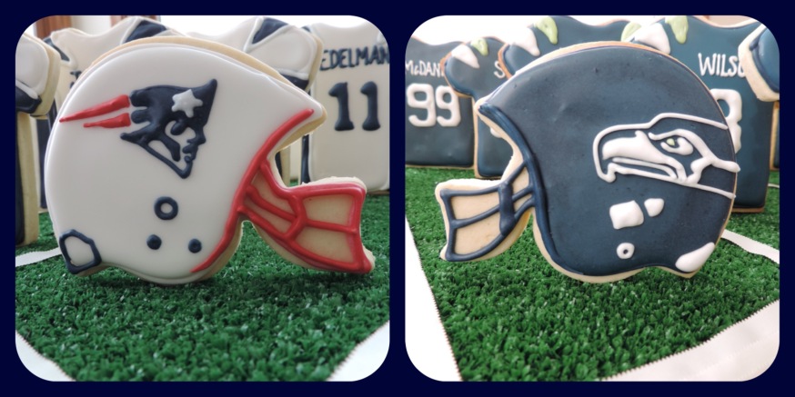 patriots seahawks cookie helmets for super bowl