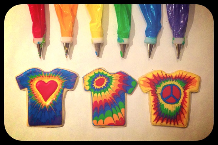 tie dye shirt cookies royal icing bags