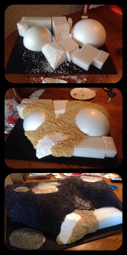 step by step blackhawks cake construction