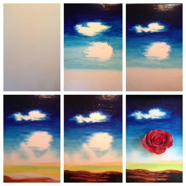 step by step meditative rose dali painting on a cake gum paste rose food coloring